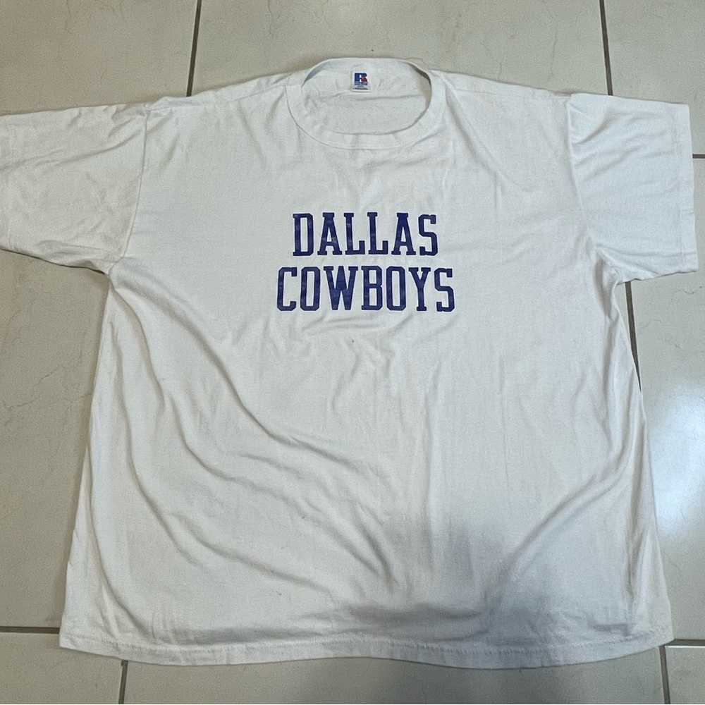 Vintage NFL Dallas Cowboys Football White T-shirt Men XXXL By Russell Athletic